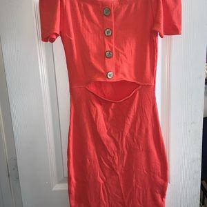 Coral fitted dress